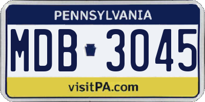 PA license plate MDB3045