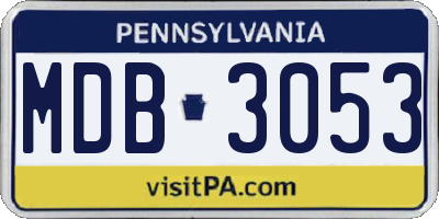 PA license plate MDB3053