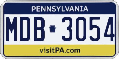PA license plate MDB3054