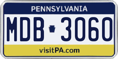 PA license plate MDB3060