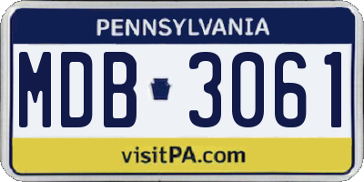 PA license plate MDB3061