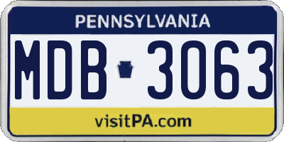 PA license plate MDB3063