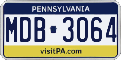 PA license plate MDB3064