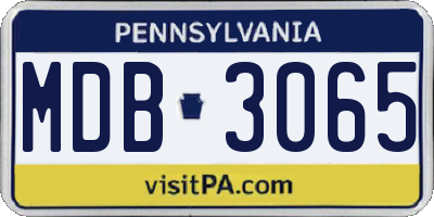 PA license plate MDB3065