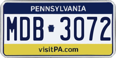 PA license plate MDB3072