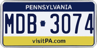 PA license plate MDB3074