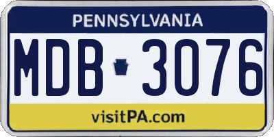 PA license plate MDB3076