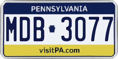PA license plate MDB3077