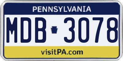 PA license plate MDB3078