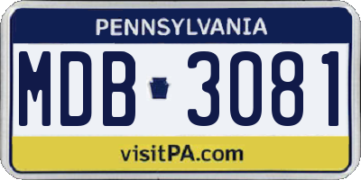 PA license plate MDB3081