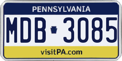 PA license plate MDB3085