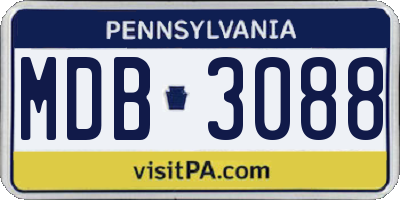 PA license plate MDB3088