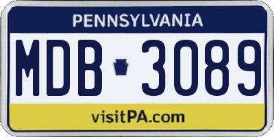 PA license plate MDB3089