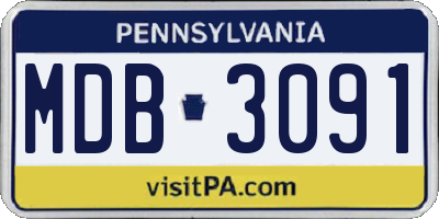 PA license plate MDB3091