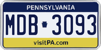 PA license plate MDB3093