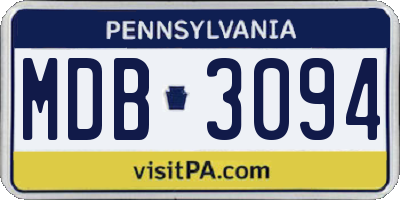 PA license plate MDB3094