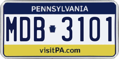 PA license plate MDB3101
