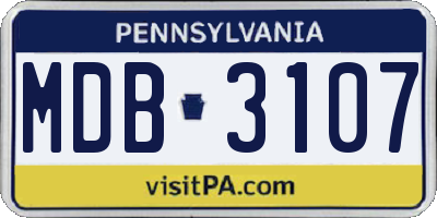 PA license plate MDB3107