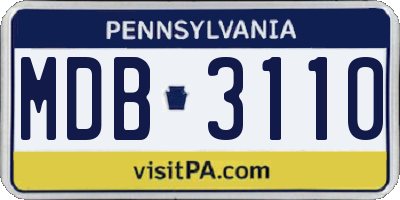 PA license plate MDB3110