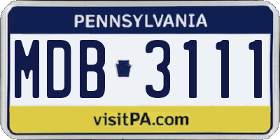 PA license plate MDB3111