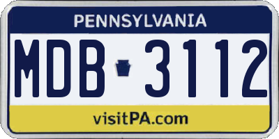 PA license plate MDB3112