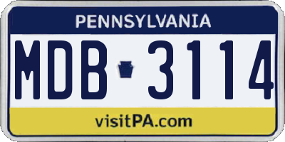 PA license plate MDB3114