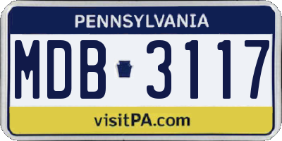 PA license plate MDB3117