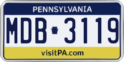 PA license plate MDB3119