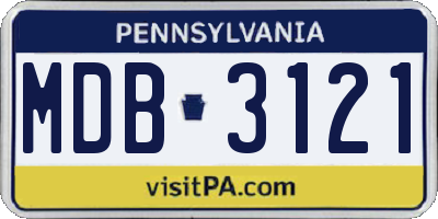 PA license plate MDB3121