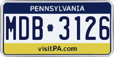 PA license plate MDB3126