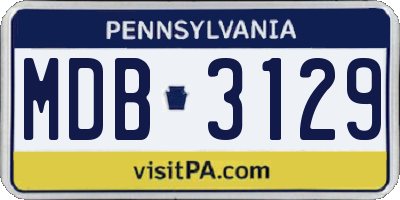 PA license plate MDB3129