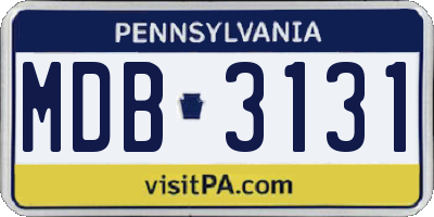 PA license plate MDB3131