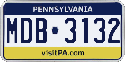 PA license plate MDB3132