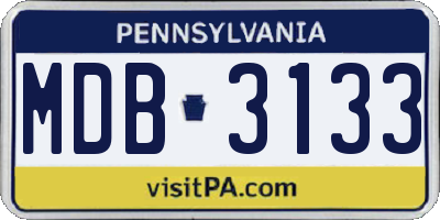 PA license plate MDB3133