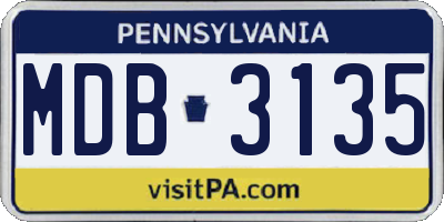 PA license plate MDB3135