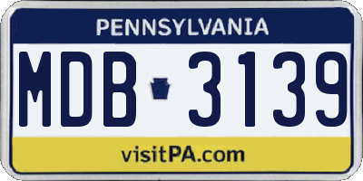 PA license plate MDB3139