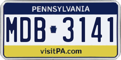 PA license plate MDB3141