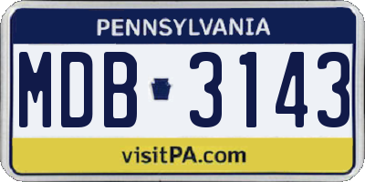 PA license plate MDB3143