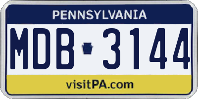 PA license plate MDB3144