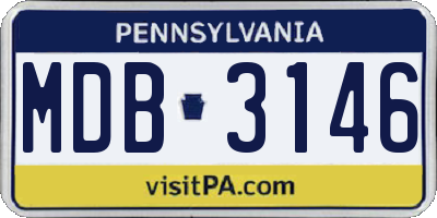 PA license plate MDB3146