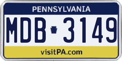 PA license plate MDB3149