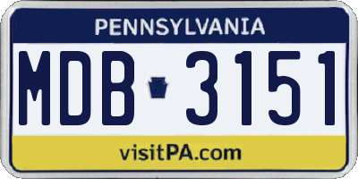 PA license plate MDB3151