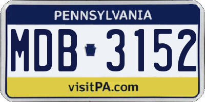 PA license plate MDB3152