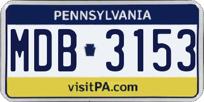PA license plate MDB3153