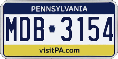 PA license plate MDB3154