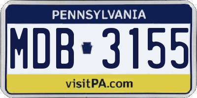 PA license plate MDB3155