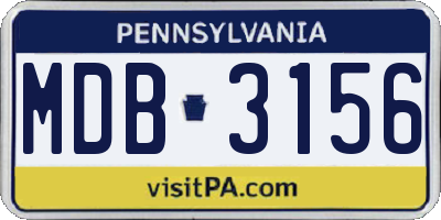 PA license plate MDB3156