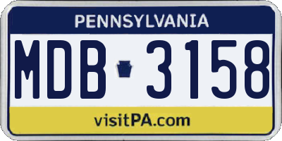 PA license plate MDB3158