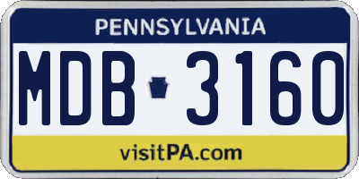 PA license plate MDB3160
