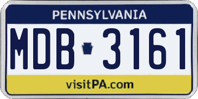 PA license plate MDB3161